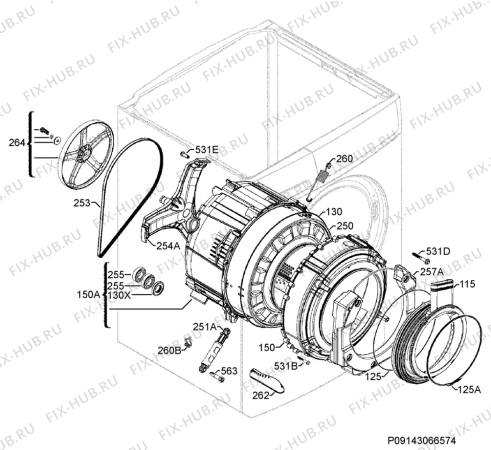 Взрыв-схема стиральной машины Electrolux EWW168543W - Схема узла Functional parts 267